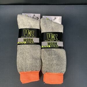 High Viz Cushion Terry Fabric Gray Orange Work Socks 4 Pair Mens Size 10-13